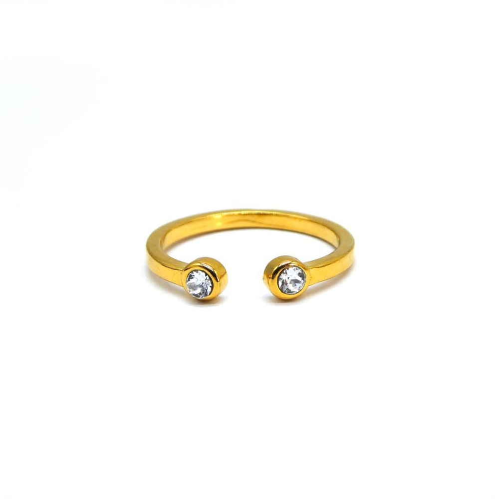 Gold Swarvoski Crystal Two Gem Ring (Made in California)